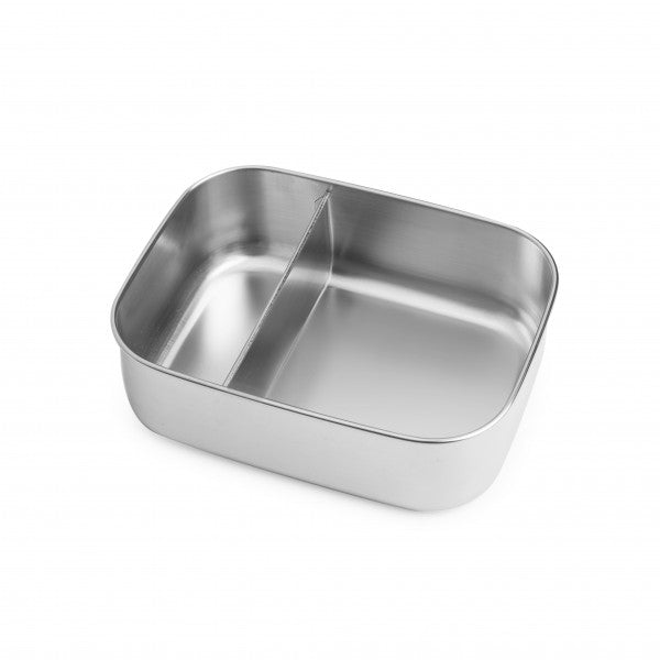 Die Brotdose Jausenbox mit Unterteilung aus Edelstahl 100% BPA frei mit der bewährten 2/3 - 1/3 Unterteilung.