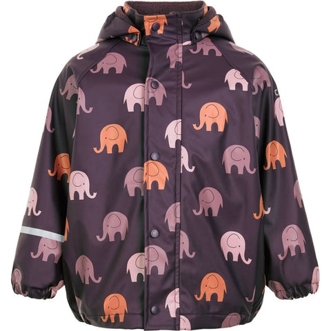 Regenjacke mit rosa Elefanten mit Fleece gefüttert