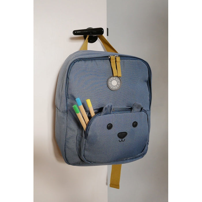 Kleiner Rucksack für Kinder mit Brustgurt | blau oder altrosa Bär | Franck Fischer