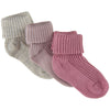 Baby Socken Rib 3Pack Rose Smoke | Agave Green | Minymo