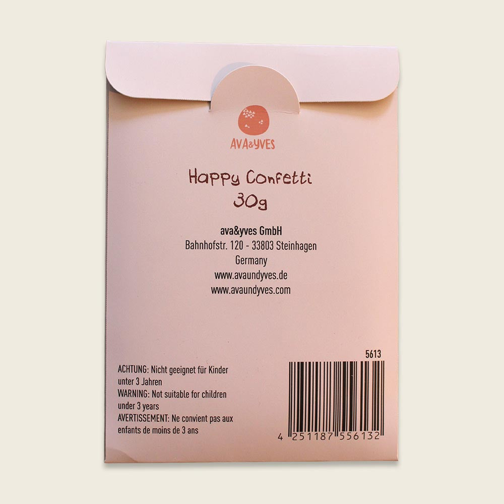 Konfetti Verpackung Rückseite