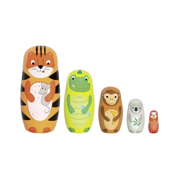 Die Goki Matroschka-Puppen faszinieren seit Jahrhunderten Kinder und Erwachsene gleichermaßen. Mit ihrem liebevoll-bunten Tierdesign bringen sie den klassischen Stapelspaß in eine moderne, verspielte Form. 