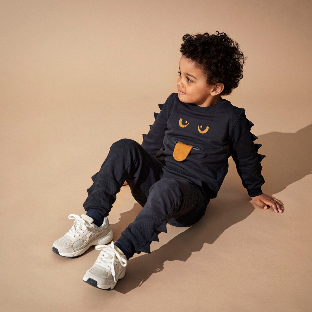 Sweatshirt Monster mit rausstreckbarer Zunge | Dark Navy | Minymo
