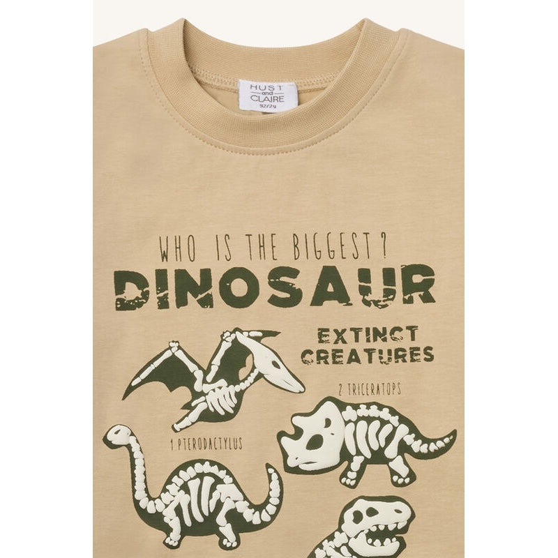 T-Shirt Anton mit Dinosaurier Aufdruck | cement | Hust & Claire