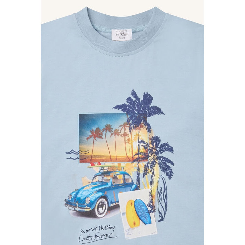 Detailansicht Kinder-T-Shirt: Surf-Print und weicher Stoff