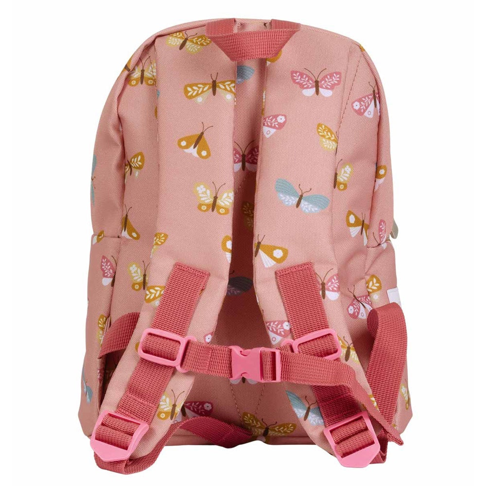 Rucksack von "A Little Lovely Company" in rosa mit Schmetterlingen, Rückseite