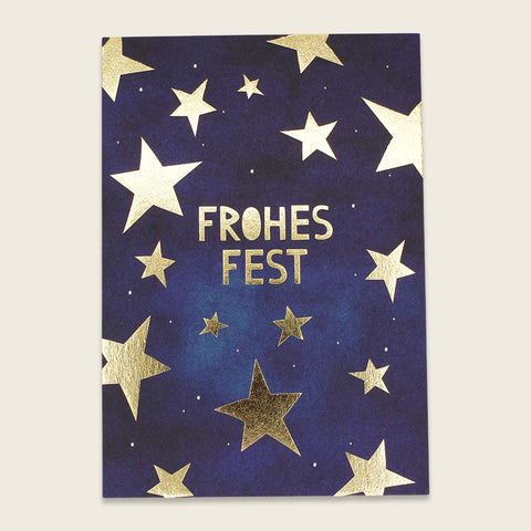Postkarte "Sterne mit Goldfolie – FROHES FEST" | ava & yves