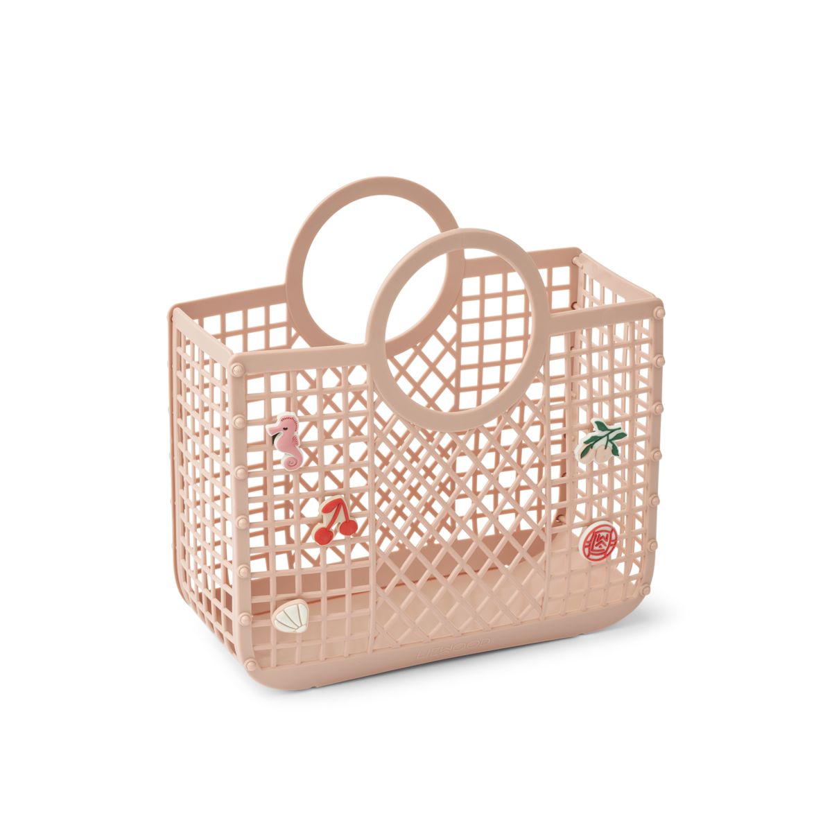 hübscher Korb für Kinder, mit Charms Seepferdchen, kirsche, muschel.