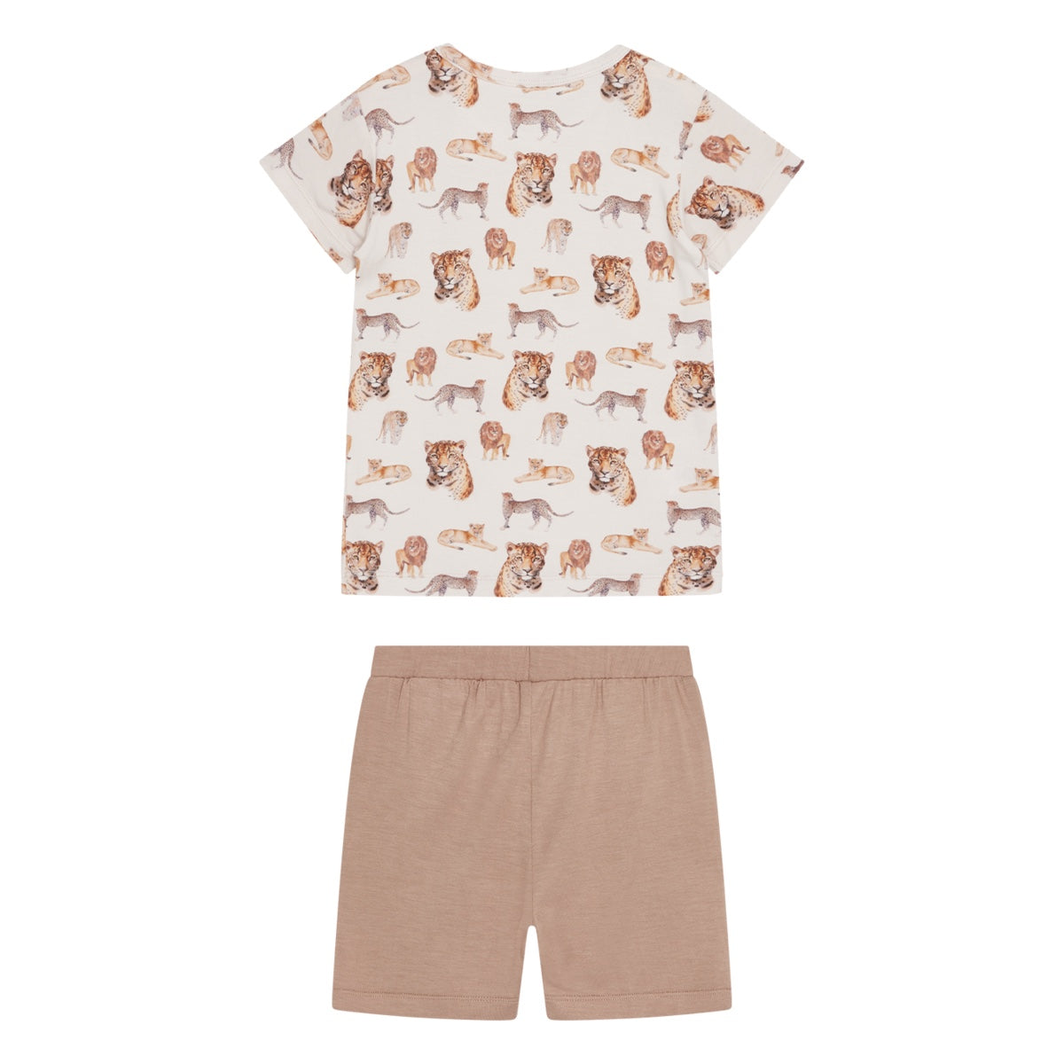 Ein besonderes Highlight ist das liebevoll gestaltete Shirt: Detailreich gezeichnete Leoparden und Löwen zieren den Stoff und machen es zu einem echten Hingucker. Durch sein stilvolles Design lässt es sich auch perfekt mit Jeans oder Shorts kombinieren – ein Pyjama, der auch am Tag eine tolle Figur macht!