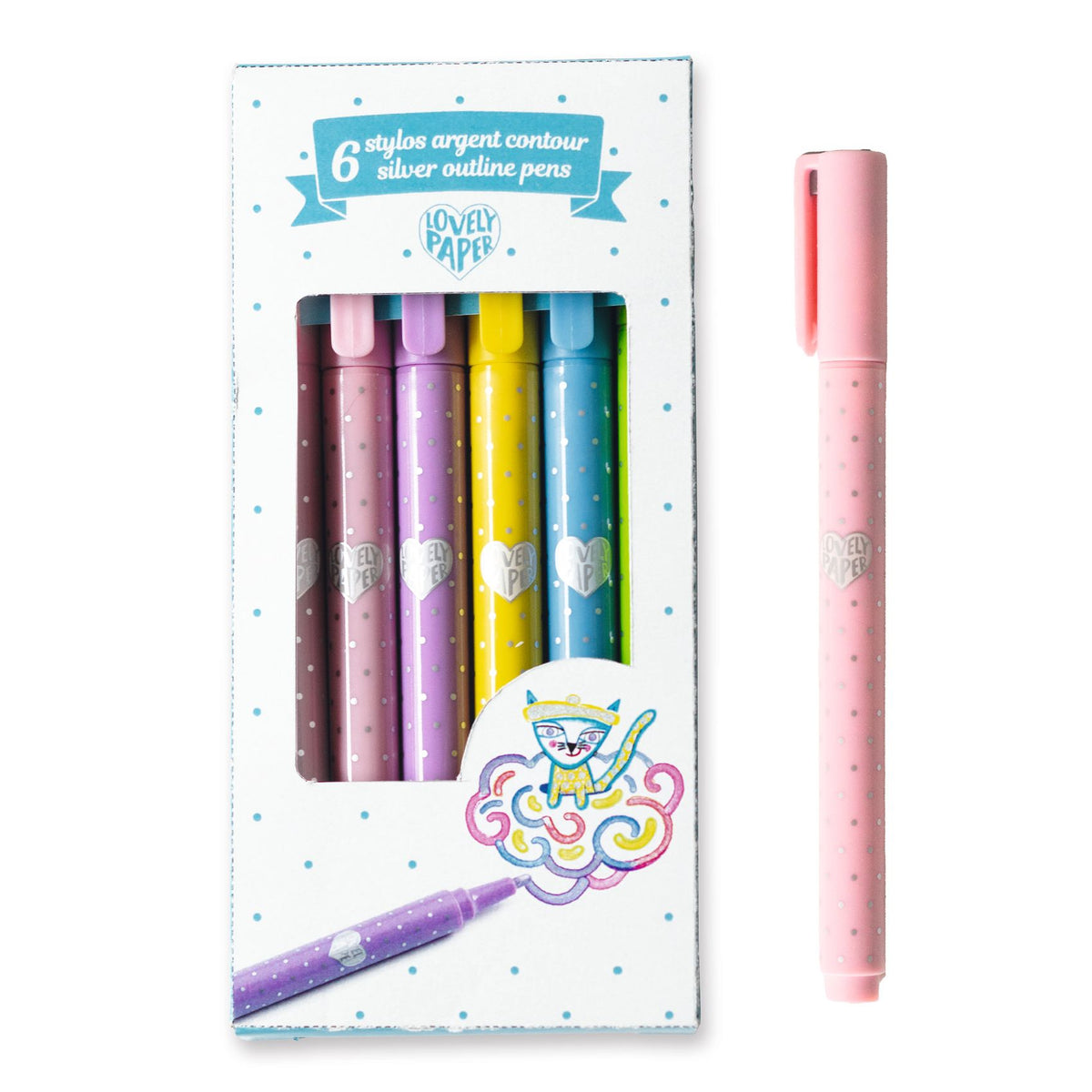 Bunte Konturenstifte metallic 6er Pack | Djeco