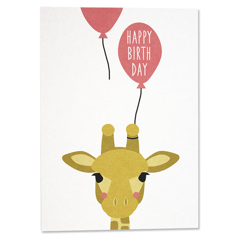 Postkarte Giraffe mit Ballon Happy Birthday | ava & yves