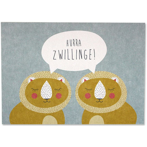 Postkarte | Löwen - Hurra Zwillinge | ava & yves