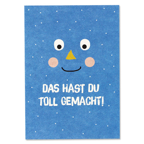 Postkarte | Gesicht blau "Das hast du toll gemacht"