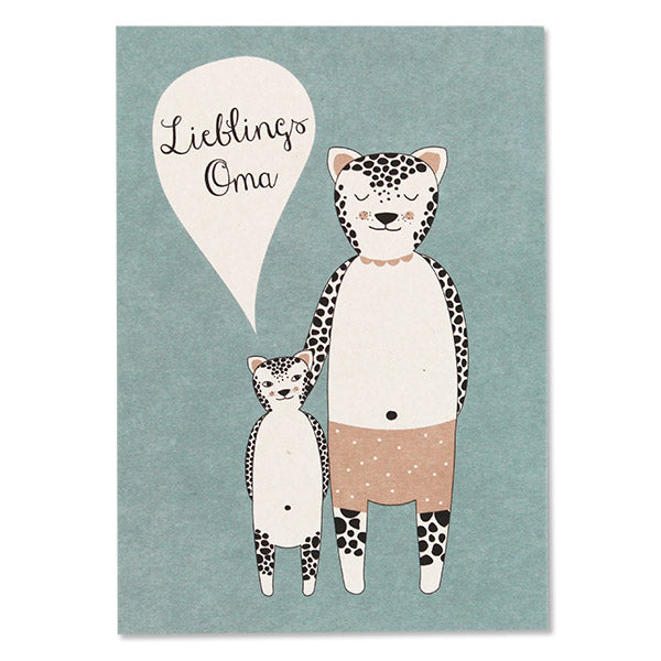 Postkarte Jaguardame "Lieblingsoma" | ava & yves