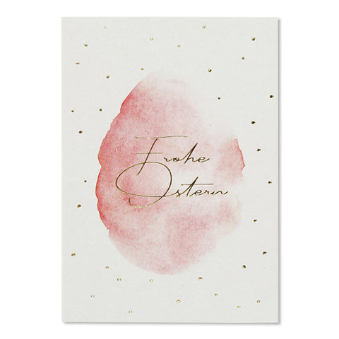 Postkarte  "Frohe Ostern" Osterei mit Goldeffekt rosa | ava & yves