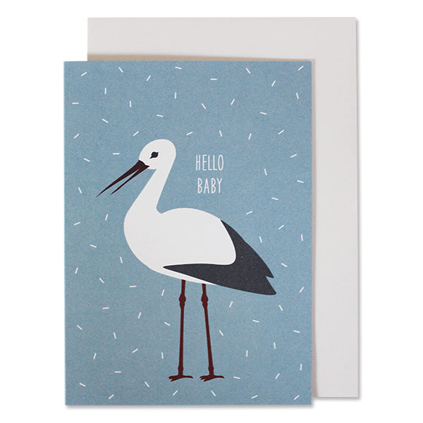 Klappkarte Storch blau "Hello Baby" | ava & yves