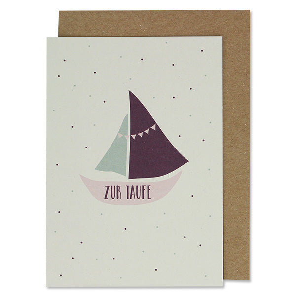 Klappkarte Zur Taufe Aubergine-Rosa  | ava & yves