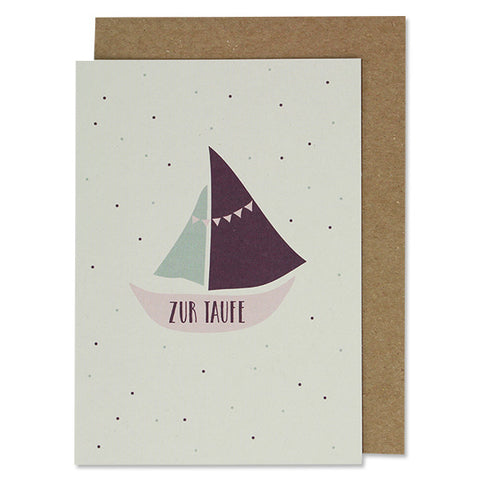 Klappkarte Zur Taufe Aubergine-Rosa  | ava & yves