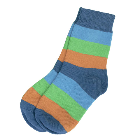 Gestreifte Socken von Villervalla. Material: 80% Baumwolle, 17% Polyamid, 3% Elastan  OEKO-TEX® Standard 100   Maschinenwäsche bei 40°