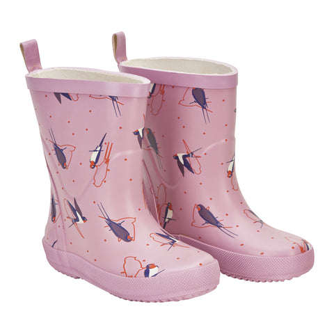 Gummiestiefel | Lila mit Vogel-Print | CeLaVi