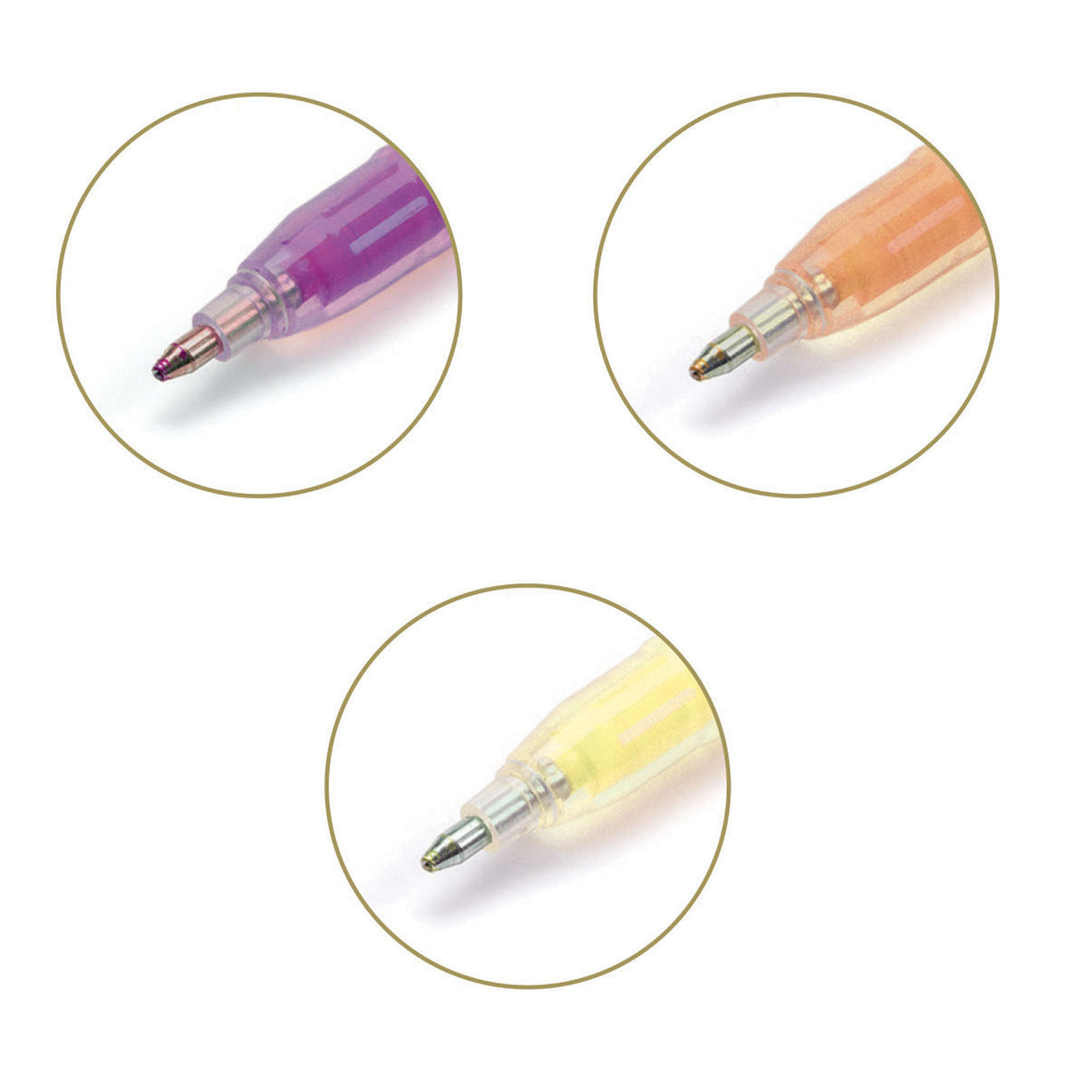 Diese Pastell Gel Stifte ändern beim Schreiben die Farbe  Inhalt: 6 Gelstifte mit 6 Farben pro Stift (gelb, orange, lila, grün, blau und rosa). Transparentes Etui. Durchsichtiges Gehäuse, um den Tintenstand zu sehen. Der gleichmäßige Fluss der Geltinte sorgt für eine gestochen scharfe, klare Schrift Maße Verpackung: 7,2 x 15,2 x 1,6 cm