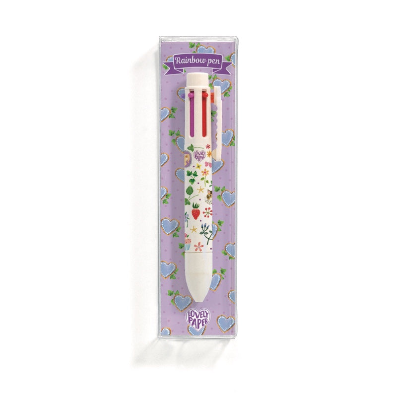er hübsche Stift mit den 6 Mienen&nbsp;von Djeco&nbsp;macht die Welt mit einem Schlag bunter!

Der Stift hat innen dieselben Farben, das Außendesign gestaltet sich unterschiedlich.

Gelstift mit 6 Farben: Rot, Rosa, Violet, Blau, Grün, Orange.
Clip zum Befestigen am Heft. 