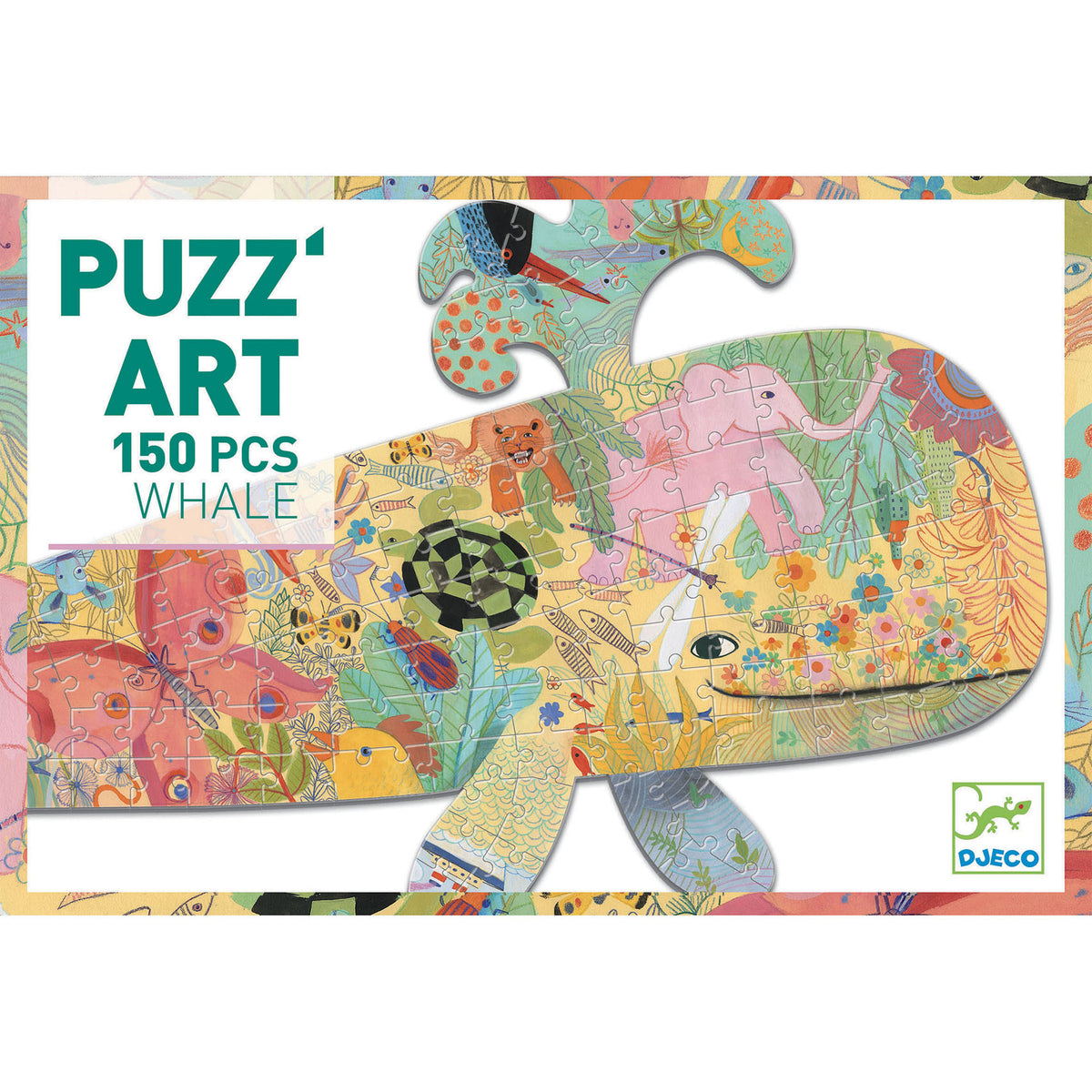 Der Puzz'Art Whale ist ein Puzzle aus 150 Teilen. In einem neuen Format ohne Ecken oder Ränder wird die gesamte Kunst des Puzzles durcheinander gebracht. Das Kind entdeckt durch diese große durchbrochene Silhouette einen Wal, in dem eine imaginäre Welt schwebt.