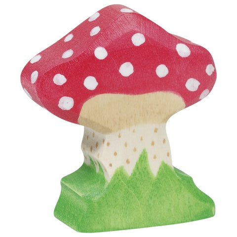 holzfigur Pilz, Fliegenpilz, Glücksbringer
