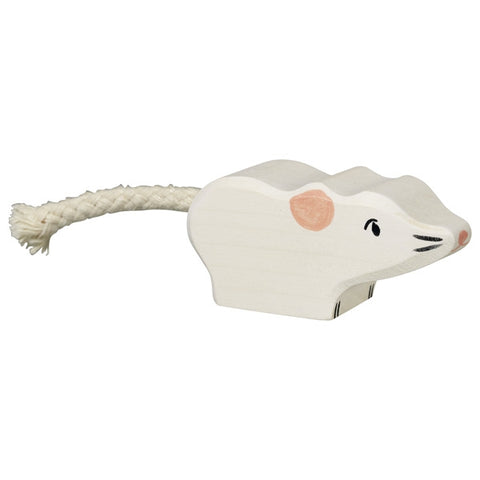 holzfigur kleine weiße Maus