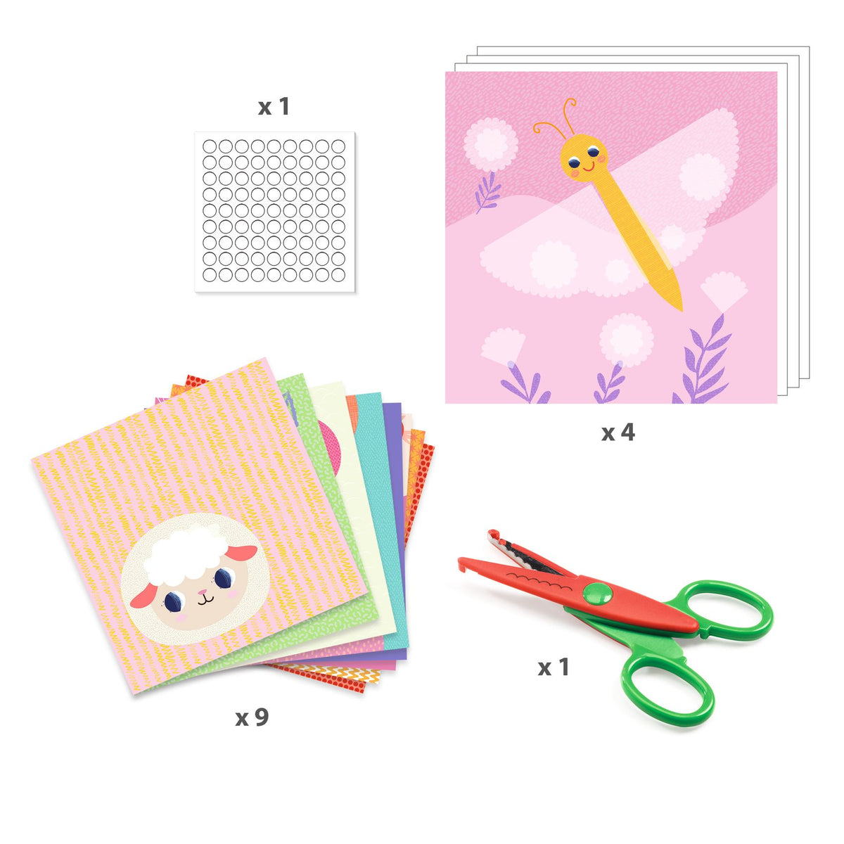 Ein Set zum Ausschneiden mit einer gezackten Schere - eine Aktivität, die Kinder lieben! Das Kind schneidet die Bögen mit der gezackten Schere entlang der Linien aus. Dann kreiert es hübsche Stücke mit gezackten Konturen, die es dann auf die Bildkarten klebt, um vier Gemälde zu schaffen, auf die es stolz sein wird.