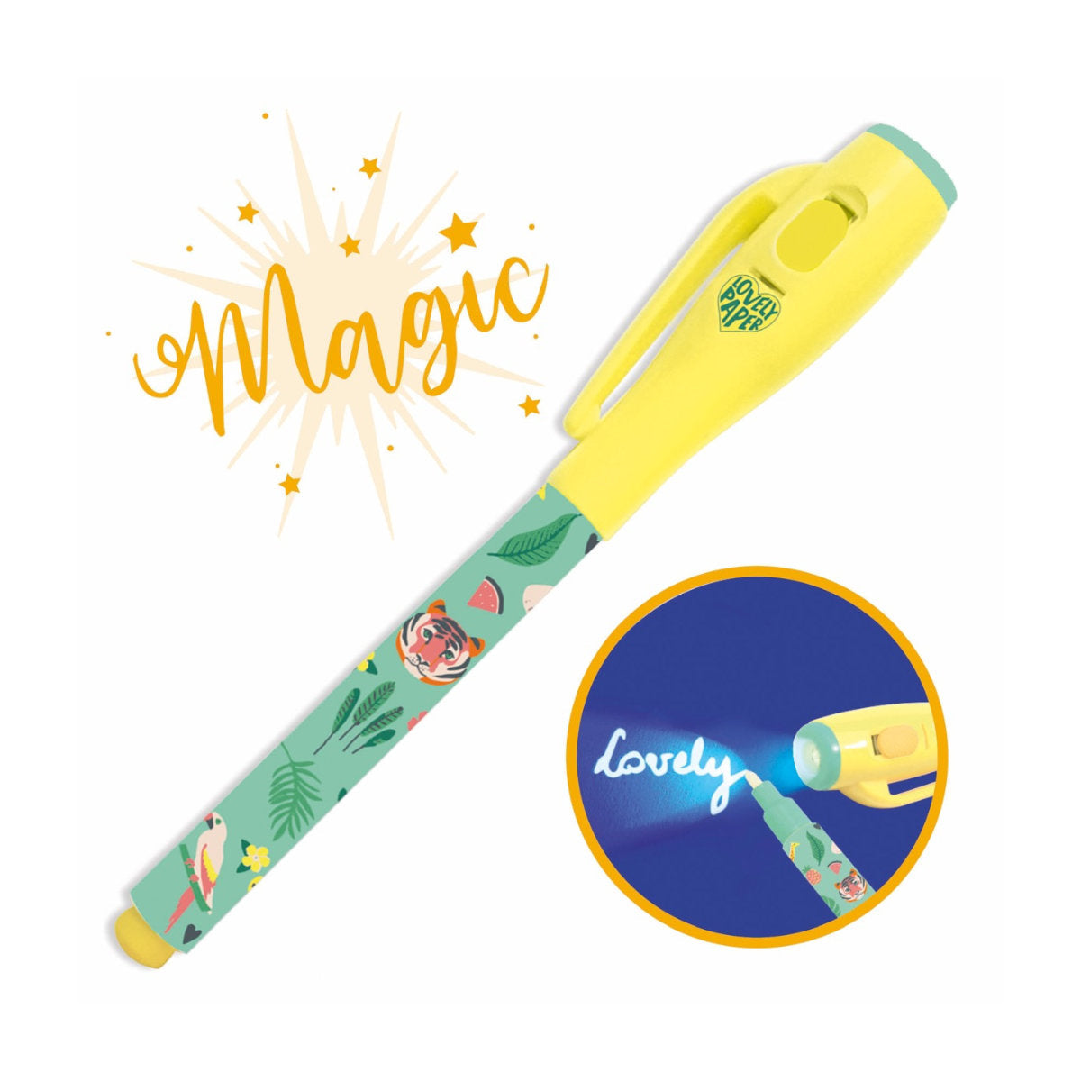 Magischer Zauberstift nur mit UV-Licht-sichtbar gelb