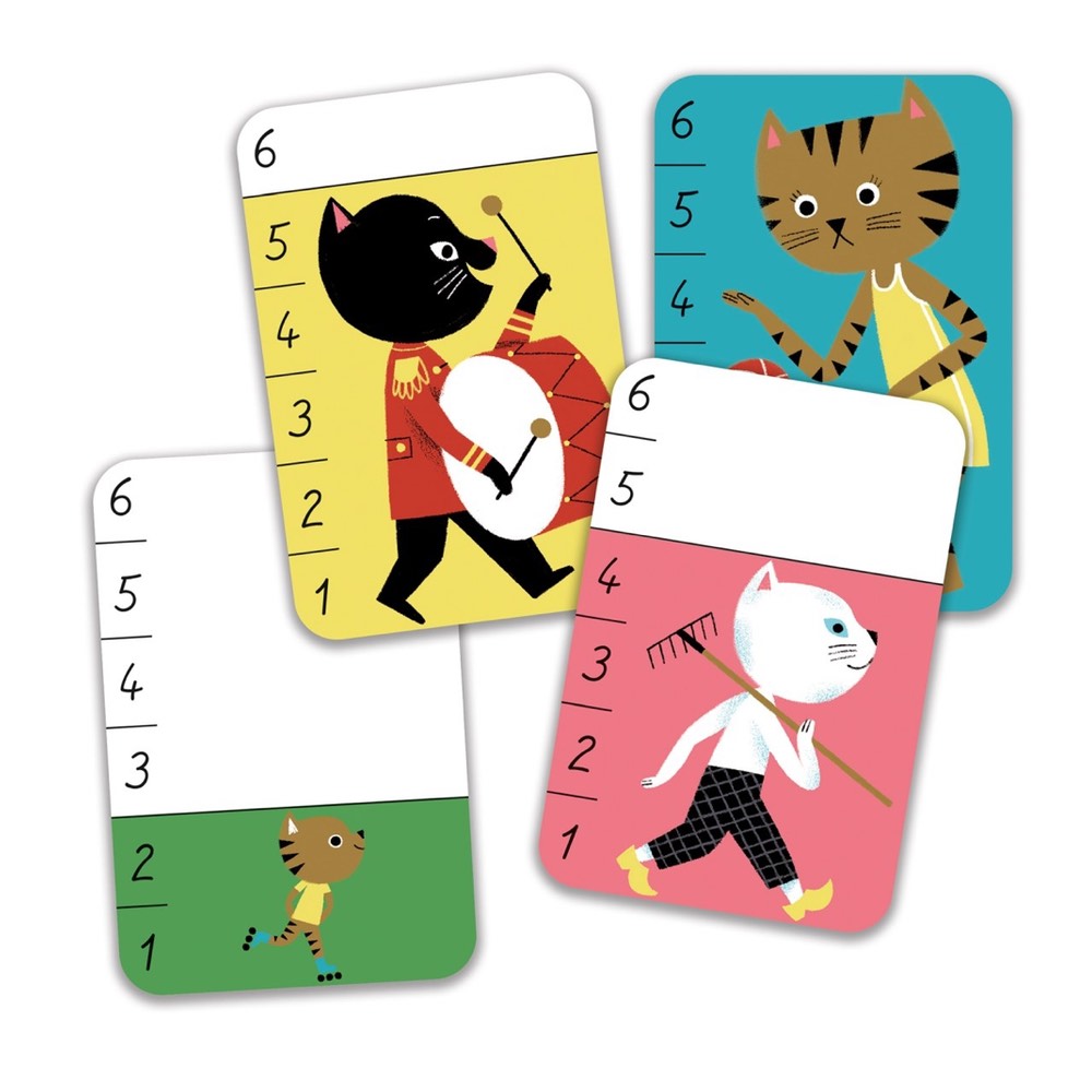 Alle Karten werden ausgeteilt. Jeder Spieler legt seine Karten auf einen Stoß, den er mit der Vorderseite nach unten vor sich legt. Die Spieler drehen gleichzeitig die erste Karte ihres Stoßes auf. Derjenige, der die Karte mit der größten Katze aufgedeckt hat, erhält die Karten der Runde. 