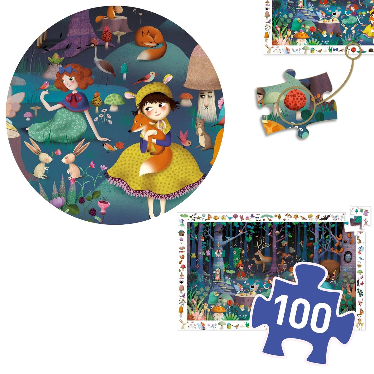 100 Teile Bei den Entdeckerpuzzlen von Djeco gibt es, wie der Name verspricht, jede Menge märchenhaftes zu entdecken! Die wunderschönen, liebevoll entworfenen Motive enthalten zahllose Details. Am Rand sind Bildausschnitte zu sehen, die wiedergefunden werden sollen.