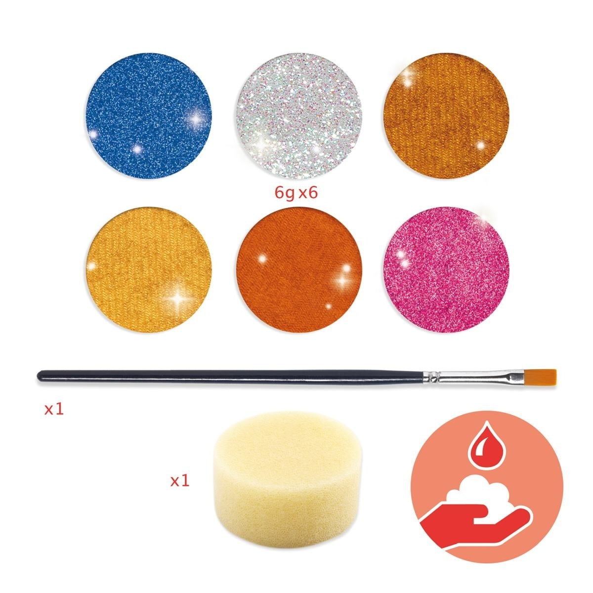 Schminkfarben Palette mit 6 Farben metallic auswaschbar | Djeco