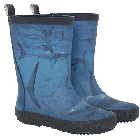 Gummistiefel Naturkautschuk | Blau Haifische | CeLaVi