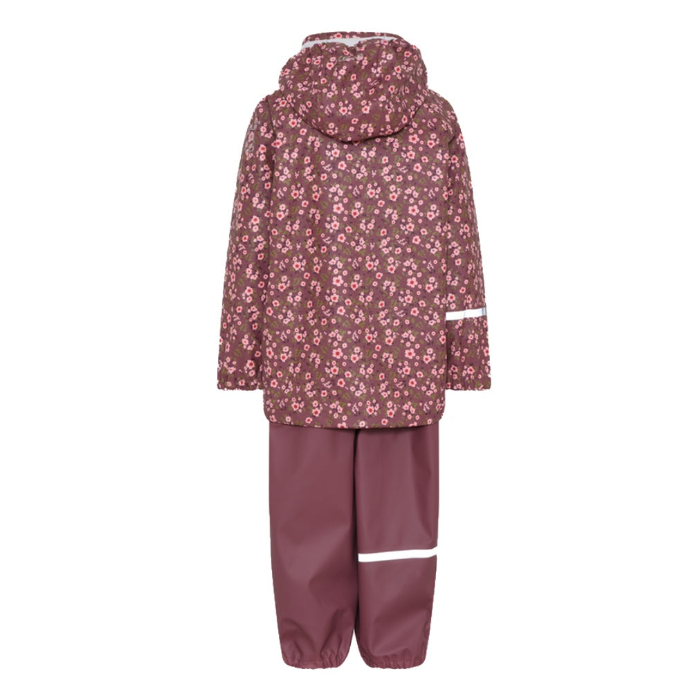 Regenbekleidung-Set RECYCLE Blumenprint Rose Brown | CeLaVi