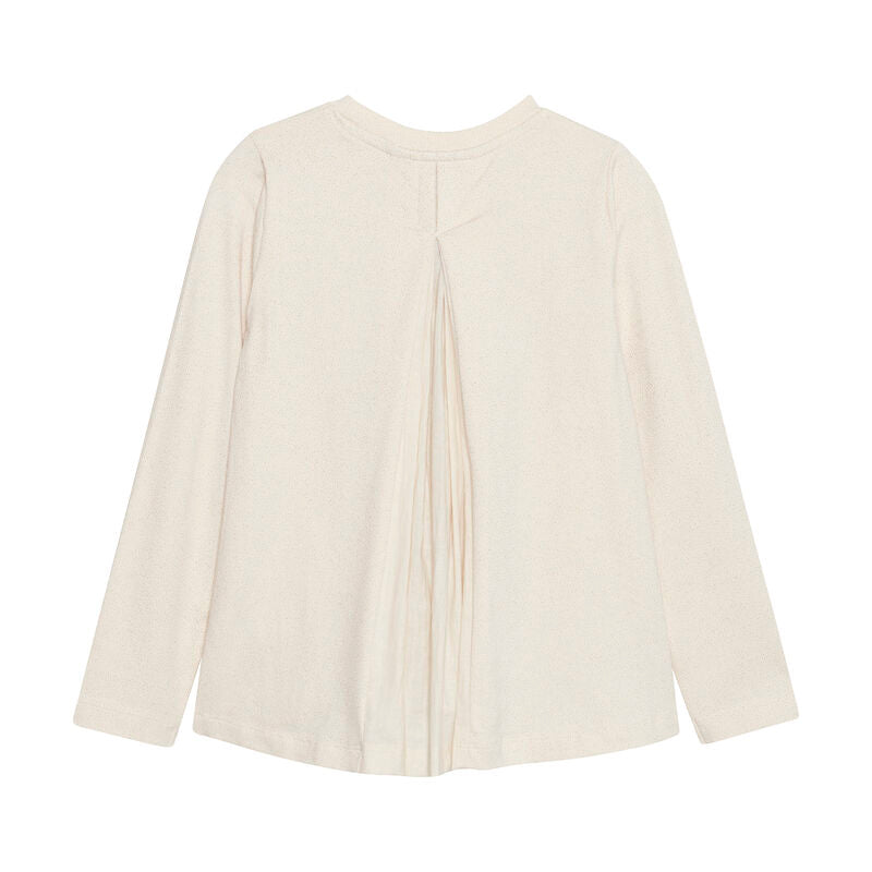 Das Shirt ist fein golden gepunktet und hat eine Ballerina mit einem Hasen in der Hand auf der Brust aufgedruckt. Auf der Rückseite hat sie ein kleine Falte eingenäht, dieses lässt das Shirt wunderschön fallen.