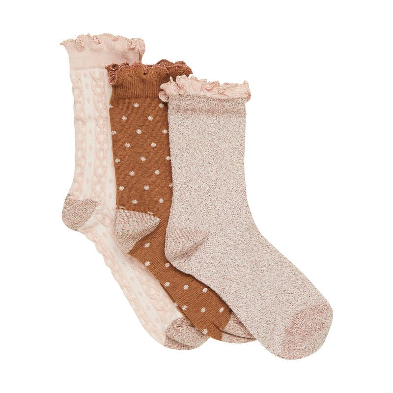 Die Socken 3-Pack von Creamie für Mädchen sind in verschiedenen Farben erhältlich.Ein sehr angenehmes breites Bündchen mit kleinen Rüschchen.Es sind Glitzerelemente eingearbeitet. 