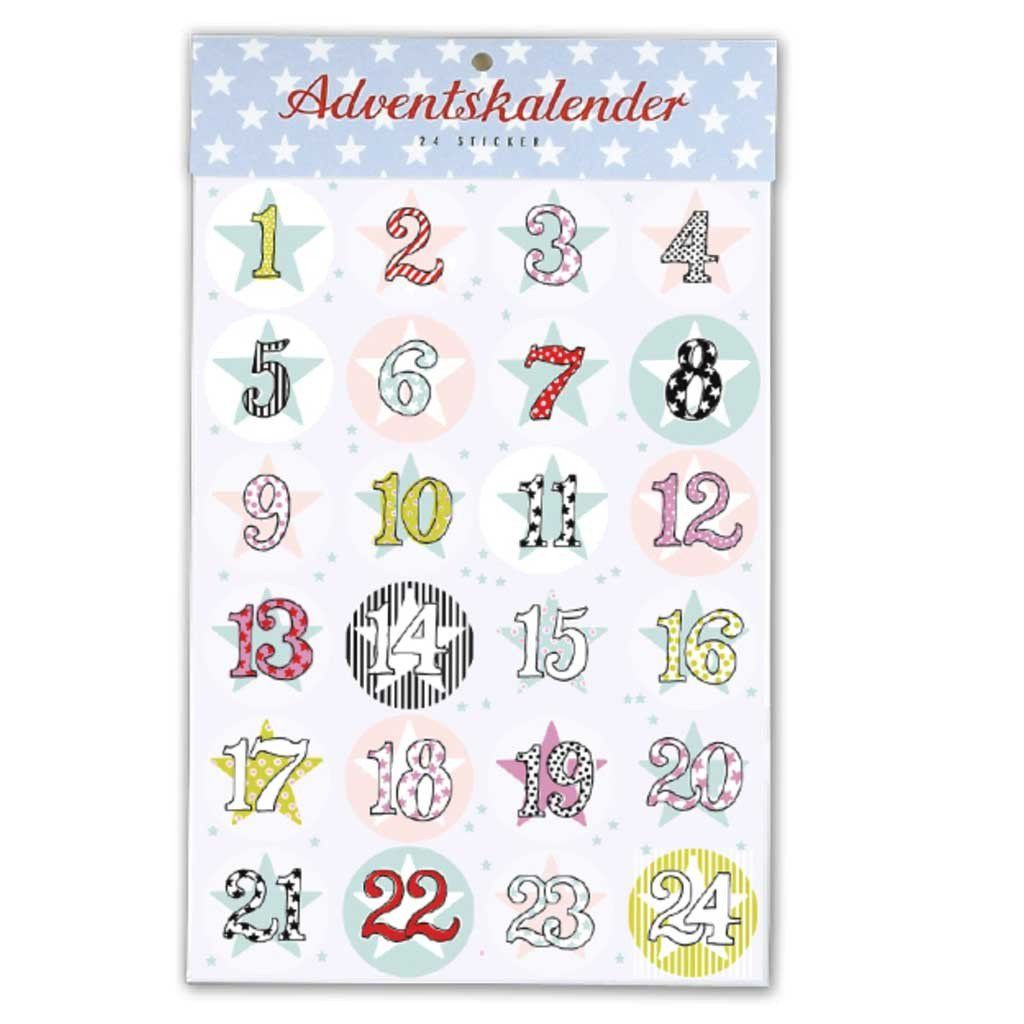 Adventskalender // Zahlensticker Set bunt von Krima & Isa  Bastle dir deinen eigenen Adventskalender mit dem Sticker Set grün-rot von Krima & Isa.  Inhalt: 24 Sticker.