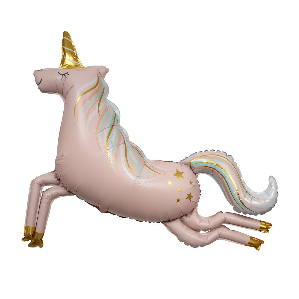 Schöner großer Ballon für kleine Einhornfans. Mit Helium gefüllt schwebt das magische Geschöpf und verziert jede Party! Wird mit buntem Krepppapier und 1,80 m Neonschnur geliefert.