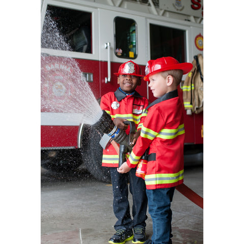 Schlage Alarm! In diesem kompletten Feuerwehr-Outfit kannst du wilde Brände bekämpfen. Mit diesem kompletten 5-teiligen Verkleidungs- und Spielset siehst du richtig aus.