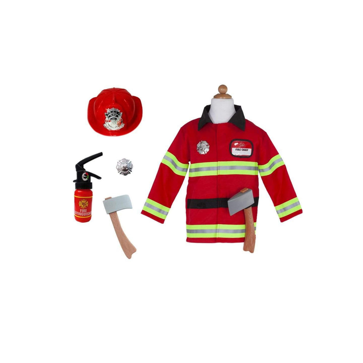 Schlage Alarm! In diesem kompletten Feuerwehr-Outfit kannst du wilde Brände bekämpfen. Mit diesem kompletten 5-teiligen Verkleidungs- und Spielset siehst du richtig aus.