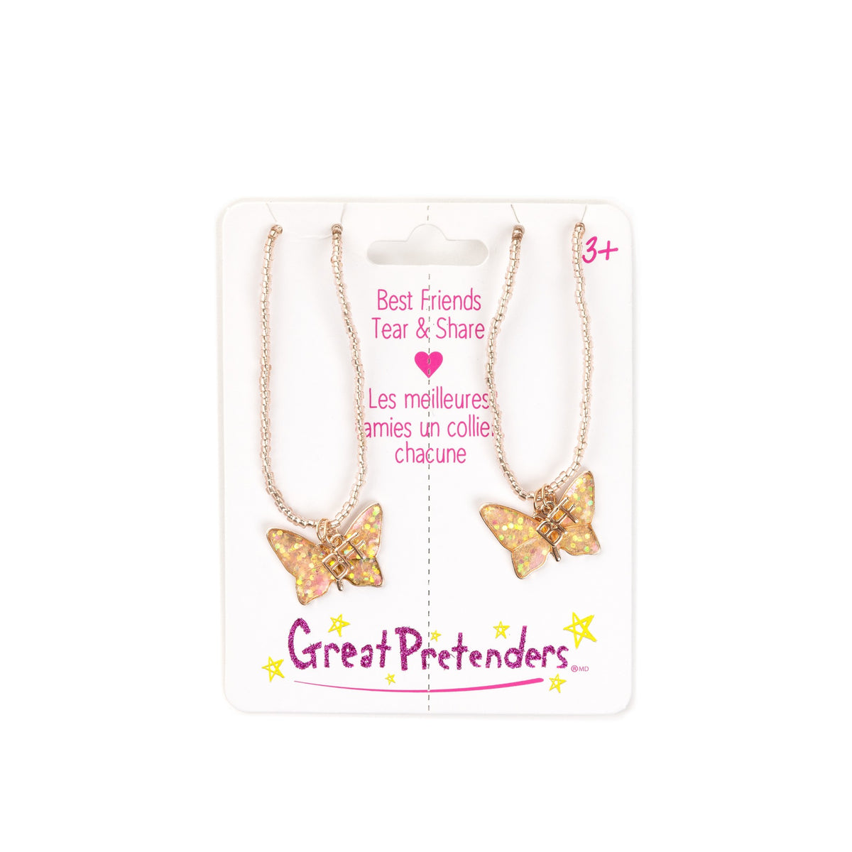 Schmetterlings-Halsketten für beste Freundinnen! Dieses 2er-Set besteht aus klaren, schillernden Perlen mit Schmetterlingen und BFF-Anhängern! Dieses Set ist das perfekte Geschenk für beste Freundinnen oder Geschwister!