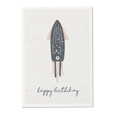 Postkarte |  Tintenfisch | Happy Birthday | ava & yves