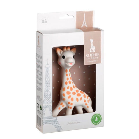 Ein Spielzeug für Babys aus 100 % Naturkautschuk. Sophie la girafe wird bestimmt das erste Lieblingsspielzeug zum Reinbeißen, Drücken, Quietschen für kleine Entdecker.