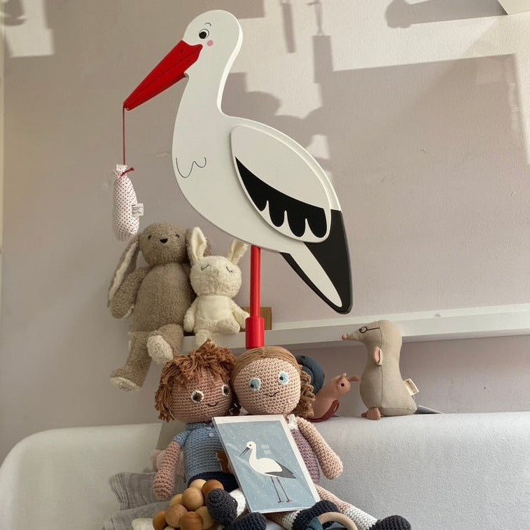 Blumenstecker Storch mit Babytuch, XL | Goki