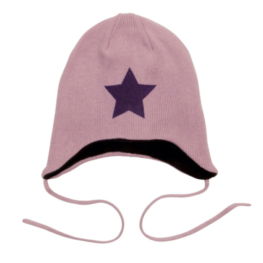 Mütze rosa mit Bändern | Orchid mit Stern | Villervalla