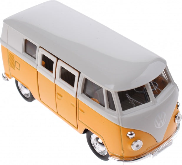 VW kleiner Bus Bully Rückziehauto 11,5 cm von Goki Der VW Microbus aus Spritzguss, Modell 1962 mit Rückzugmotor und peppigen Farben